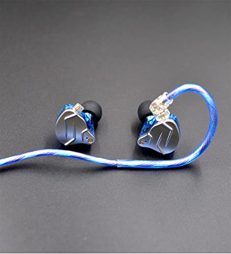 KZ Headphone/Earbuds/in-Ear Earphone Upgrade Cable,Upgrade 498-core Single Crystal Copper Silver-Plated Cable 0.75MM 2pin Gold-Plated pin 3.5mm Audio Plug (C Pin Translucent Blue)