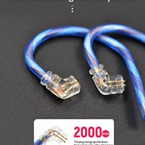 KZ Headphone/Earbuds/in-Ear Earphone Upgrade Cable,Upgrade 498-core Single Crystal Copper Silver-Plated Cable 0.75MM 2pin Gold-Plated pin 3.5mm Audio Plug (C Pin Translucent Blue)