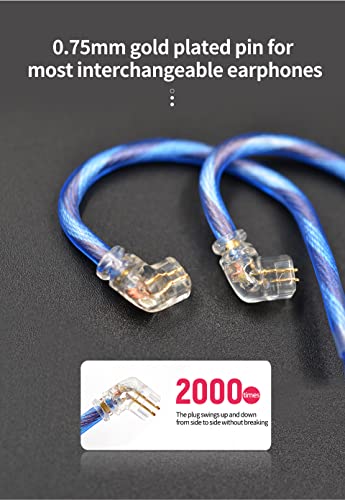 KZ Headphone/Earbuds/in-Ear Earphone Upgrade Cable,Upgrade 498-core Single Crystal Copper Silver-Plated Cable 0.75MM 2pin Gold-Plated pin 3.5mm Audio Plug (C Pin Translucent Blue)