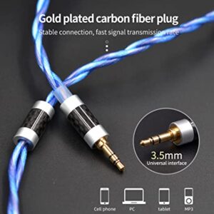 KZ Headphone/Earbuds/in-Ear Earphone Upgrade Cable,Upgrade 498-core Single Crystal Copper Silver-Plated Cable 0.75MM 2pin Gold-Plated pin 3.5mm Audio Plug (C Pin Translucent Blue)