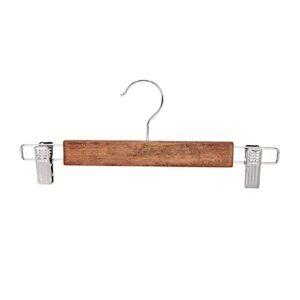 wooden pant hanger with 2 adjustable anti-rust clips skirt hanger for jeans trousers bottom hanger 1 pcs-brown