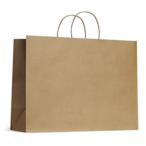 UCGOU 16x6x12 Paper Bags with Handles Brown Gift Bags 25Pcs Large Shopping Bags Party Favor Bags Bulk Craft Bags Retail Bags Grocery Bags