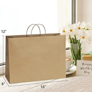 UCGOU 16x6x12 Paper Bags with Handles Brown Gift Bags 25Pcs Large Shopping Bags Party Favor Bags Bulk Craft Bags Retail Bags Grocery Bags