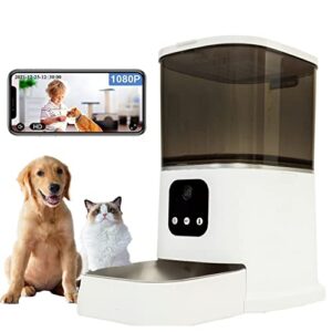 pawpook premium automatic dog/cat feeder 6l wifi smart feeder / 1080p camera for cats & dogs/food dispenser/ios android compatible / 2.4ghz wi-fi enabled/scheduled feeding/video recording