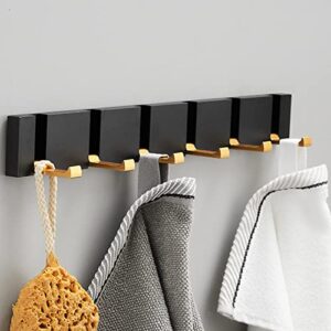 oiakus Wall-Mounted Coat Rack, Aluminum Wall Mounted Folding Hanger, Modern Coat Hook Hook Rack with 6 Hooks, Space Saving Hanger for Hats, Keys,Bag,Towel