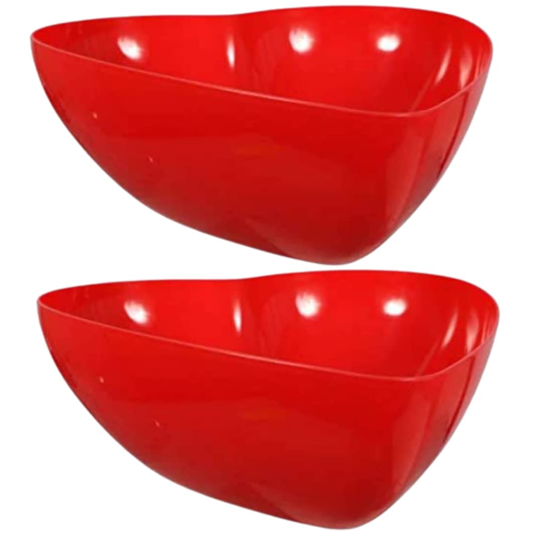 EBK Red Valentine Heart-Shaped Deep Bowl Candies Cookies and Chips Holder Great for Parties and Special Occasions