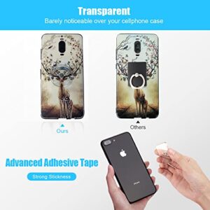 Libosaus Transparent Phone Ring Stand Holder, Round Cell Phone Ring Grip, Clear Finger Ring, Compatible iPhones and Andriod Mobile Phones (3 Silver)