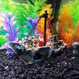 Aihotim Aquarium Decoration, Fish Tank Ornaments Shipwreck Decor Sunken Ship for Freshwater Saltwater Tanks