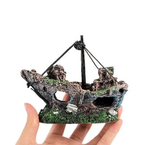 Aihotim Aquarium Decoration, Fish Tank Ornaments Shipwreck Decor Sunken Ship for Freshwater Saltwater Tanks