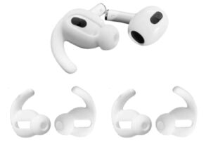 zotech 2 pairs airpods 3 ear hooks covers with storage pouch [not fit in charging case] anti slip wings ear covers, grip tips accessories compatible with apple airpods 3rd generation (white, medium)