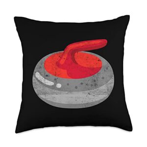 curling stone gifts vintage curling stone throw pillow, 18x18, multicolor