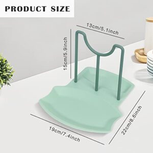 FYY Spoon Rest, Kitchen Utensil Holder with Drip Pad Heat-Resistant BPA-Free Spoon Holder with Detachable Pot Lid Holder for Stove Top Countertops Organizer for Spoons, Ladles, Spatulas, Lids - Green