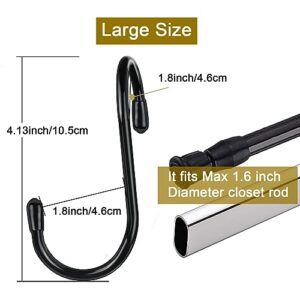 HiGift 12 Pack Purse Hanger for Closet, Non Slip Rubber Coated Closet Rod Hooks for Bags, Large Closet Organizer Hooks for Hanging Purses, Handbags, Backpacks, Belts, Scraves, Hats, Clothes -Black