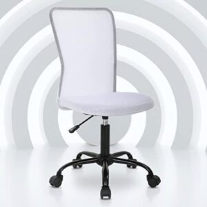 height adjustable computer chair ergonomic chair without arms mid back task chair cheap rolling swivel modern mesh chair for home and office (white)