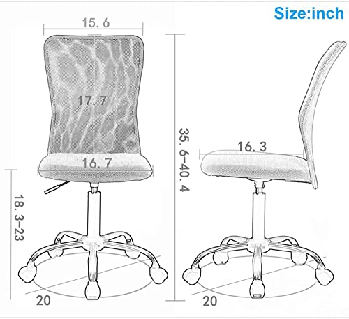 Height Adjustable Computer Chair Ergonomic Chair Without Arms Mid Back Task Chair Cheap Rolling Swivel Modern Mesh Chair for Home and Office (White)