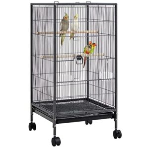 yaheetech 40 inch wrought iron bird cage open-top parrot cage with rolling stand for parakeets cockatiels budgies parrotlets lovebirds canary small-sized birds parrots