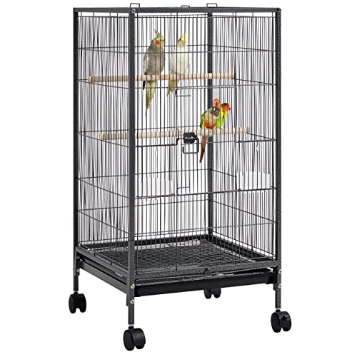 Yaheetech 40 Inch Wrought Iron Bird Cage Open-Top Parrot Cage with Rolling Stand for Parakeets Cockatiels Budgies Parrotlets Lovebirds Canary Small-Sized Birds Parrots