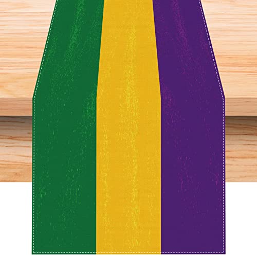 Jiudungs Linen Mardi Gras Table Runner 72 Inches Long Mardi Gras Table Decor New Orleans Mardi Gras Brazil Carnival Decoration and Supplies for Home Kitchen