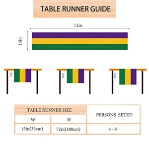 Jiudungs Linen Mardi Gras Table Runner 72 Inches Long Mardi Gras Table Decor New Orleans Mardi Gras Brazil Carnival Decoration and Supplies for Home Kitchen