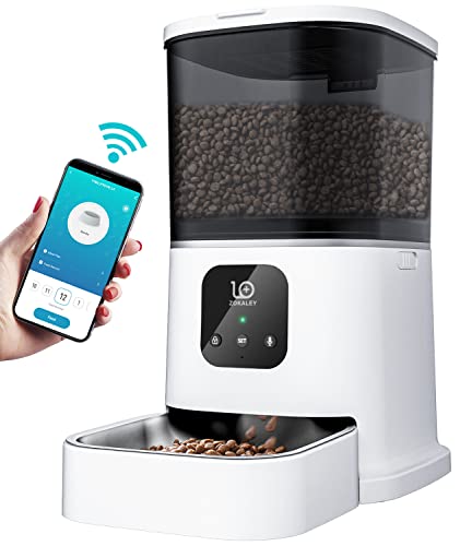 ZOKALEY Automatic Cat Feeders,2.4G WiFi Enabled Programmable Pet Feeder for Dog and Cat,Timed Pet Food Dispenser with Portion Control,APP Remote Control &10s Voice Recorder,B-White