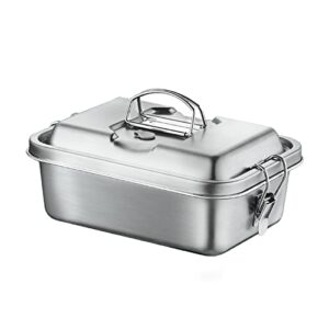 SUBRON Stainless Steel Bento Lunch Box for Adults with Secure Locks, 1800ML 3 Compartments 2 Layer Leak Proof Metal Insulated Lunch Food Containers