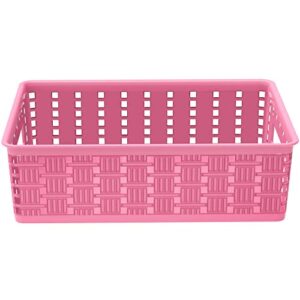 WUWEOT 8 Pack Plastic Storage Basket, 11.2" x 8.1" x 3.3" Woven Storage Bins Pantry Basket, Shelf Baskets Tray with Handle for Classrooms Office