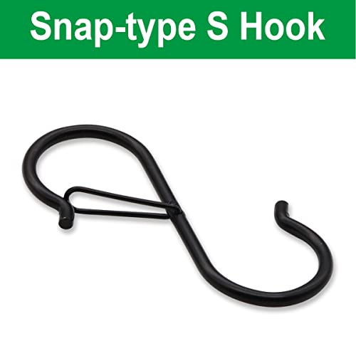 Seamaka 8pcs 3.5 inch Black S Hooks,Heavy Duty S Shaped Hooks for Hanging Rust-Proof S Hooks with Safety Buckle Design for Hanging Plants Coffee Cups Pots and Pans Clothes Bags in Kitchen Bathroom