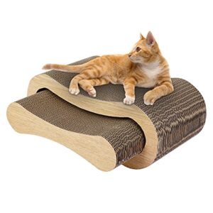 furrytale 2 in 1 cat scratch pad - corrugated cardboard ultimate cat scratching board, reversible cat lounge scratcher for indoor cats
