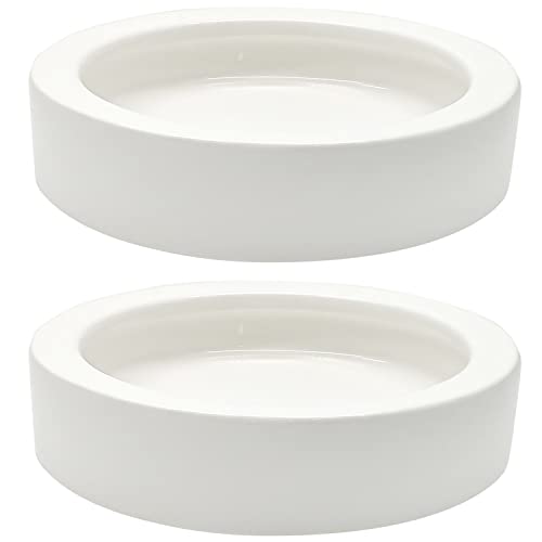 2 Pcs Reptile Food Bowl Ceramic Water Feeder Bowls Anti- Escape Mini Reptile Feeder for Lizard, Gecko etc, Round