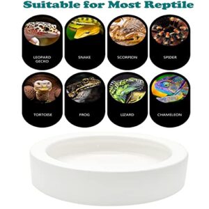 2 Pcs Reptile Food Bowl Ceramic Water Feeder Bowls Anti- Escape Mini Reptile Feeder for Lizard, Gecko etc, Round