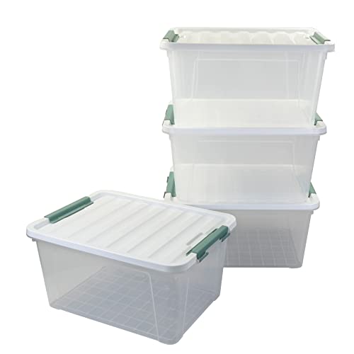 Joyeen Large Latching Storage Box, 4-pack 35 Quart Clear Plastic Storage Bin with Lids