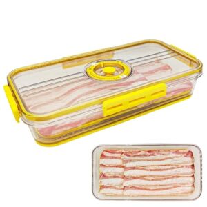 Bacon Storage Containers with Lids Airtight, Bacon Cold Cuts Cheese Deli Meat Saver Plastic Food Storage Container for Refrigerators, Freezer, Cookie Holder Meal Prep Container (1)