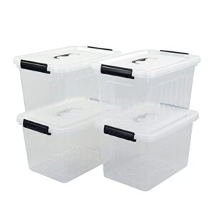 kiddream 22 quart plastic clear storage bins, lidded storage boxes set of 4