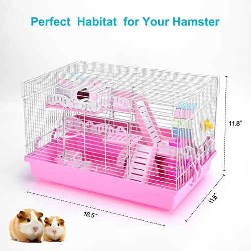 Large Hamster Cage and Habitat, Small Animals Cage with Various Accessories for Syrian Hamster, Dwarf Hamster, Gerbil