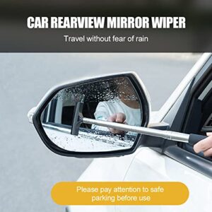 GreceYou Retractable Car Rearview Mirror Wiper Portable Auto Mirror Squeegee Cleaner Long Handle Car Cleaning Tool Mirror Glass Mist Cleaner, Length Up to 98cm/38.6inch (Black)