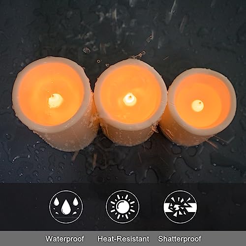 FMIX Flameless Candles with Remote, 3 Pack (Included 6 Batteries) Led Candles with Timer Battery Operated Candles,Outgdoor Electric Candles Flickering,Flameless Pillar Candles.