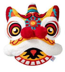 wonfar 3d lucky lion sofa cushion chinese traditional dancing lion (yellow&red)