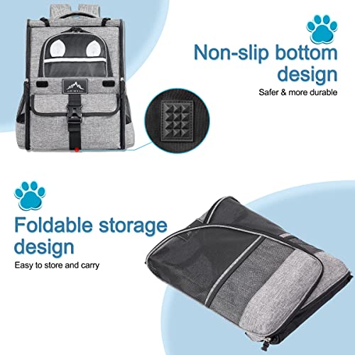 GoHimal Pet Carrier Backpack for Dogs and Cats,Puppies,Ventilated Design Breathable Dog Carrier Backpack,Cat Bag for Hiking Travel Camping Outdoor Use,Gray