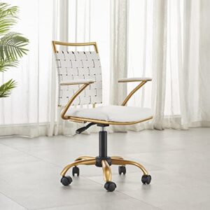 hioryllks white and gold chair modern office chair gold and white desk chair white and gold computer chair leather cute desk chair with arms (3013 gold white)