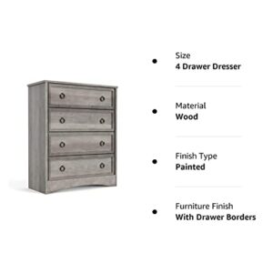 Modern 4 Drawer Dresser, Dressers for Bedroom, Tall Chest of Drawers Closet Organizers and Storage for Clothes - Easy Pull Handle, Textured Borders Drawers for Living Room, Hallway, Gray