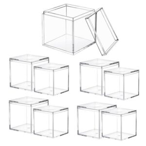 na clear acrylic plastic square cube jewelry box mini storage containers with lids storage(8 pieces)