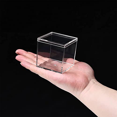 NA Clear Acrylic Plastic Square Cube Jewelry Box Mini Storage Containers with Lids Storage(8 Pieces)