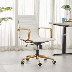 hioryllks white gold office chair white gold office desk chair modern office chair ergonomic cute desk chair (3011 gold white)