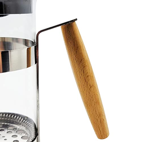 French Press Coffee Maker 27oz Stainless Steel Coffee Press High Level Filter Borosilicate Glass Heat Resistant Insulated Pot with Wooden Handle. Brew Coffee and Tea BPA Free