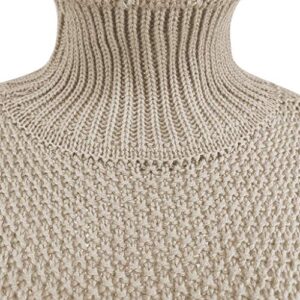 cooki Sweaters for Women, Womens Long Sleeve Turtleneck Oversized Solid Knitted Sweaters Pullover Outerwear Sweatshirt Tops Beige