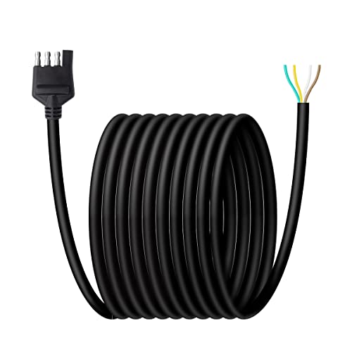 16AWG 15Feet 4 Flat Trailer Wire Trailer Harness Extenson Cable 4 Way Flat Trailer Connector