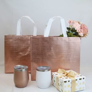 HUANN 6 Pcs Rose Gold Gift Bags Large Bachelorette Gift Bags Glossy Reusable Gift Bags Non-Woven Gift Bags for Bridesmaid Bachelorette Party Wedding Birthday Christmas 13 x 5 x 11 Inch