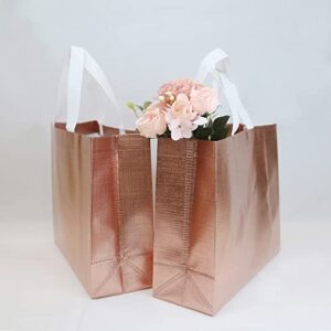 HUANN 6 Pcs Rose Gold Gift Bags Large Bachelorette Gift Bags Glossy Reusable Gift Bags Non-Woven Gift Bags for Bridesmaid Bachelorette Party Wedding Birthday Christmas 13 x 5 x 11 Inch