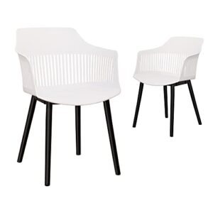 canglong set of 2, modern, hollow back plastic arm chair for kitchen, dining, living room, white 1
