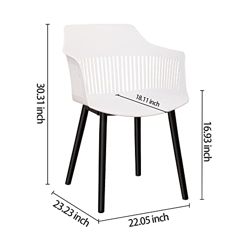 CangLong Set of 2, Modern, Hollow Back Plastic Arm Chair for Kitchen, Dining, Living Room, White 1